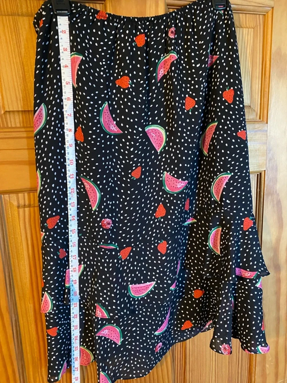 Christopher & Banks Black Skirt with Fruit and White Polka Dot Accents - Picture 6 of 6